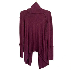 Free People Plum Turtleneck V-Back Boho‎ Slouchy Oversized Sweater Size Small